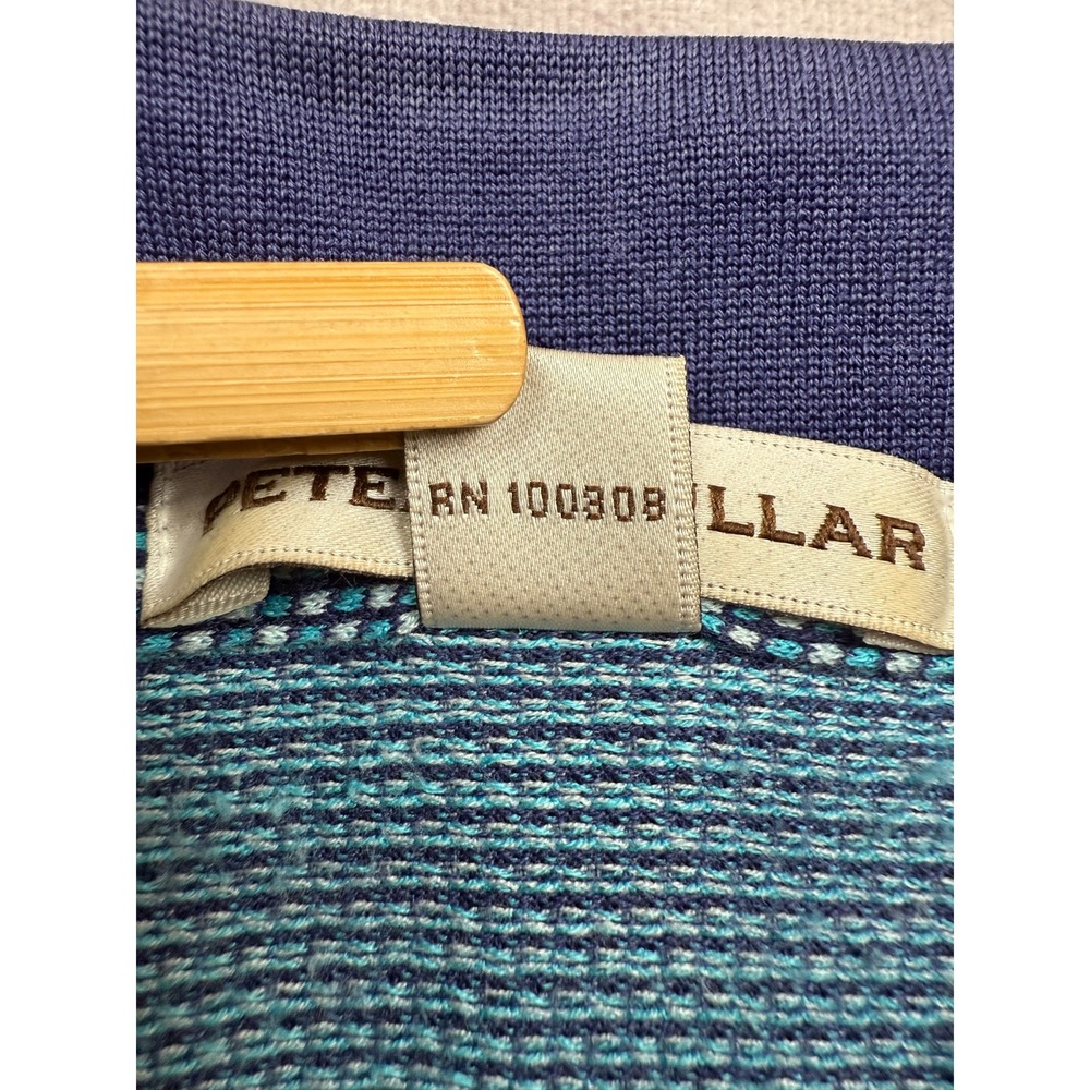 VTG Peter Millar Polo Shirt Mens M Blue 100% Cotton Textured Knit Made in Korea - Picture 11 of 15